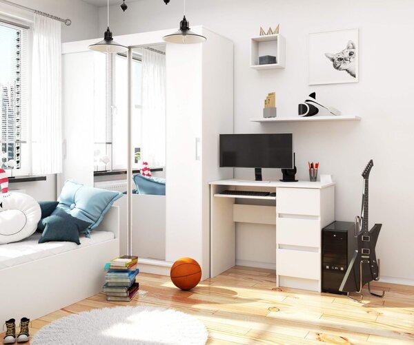 Ak furniture Písací stôl A-6 90 cm biely pravý