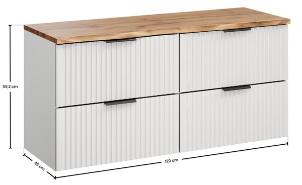 Comad Závesná skrinka Casad Nature s doskou 120 cm biela/dub wotan