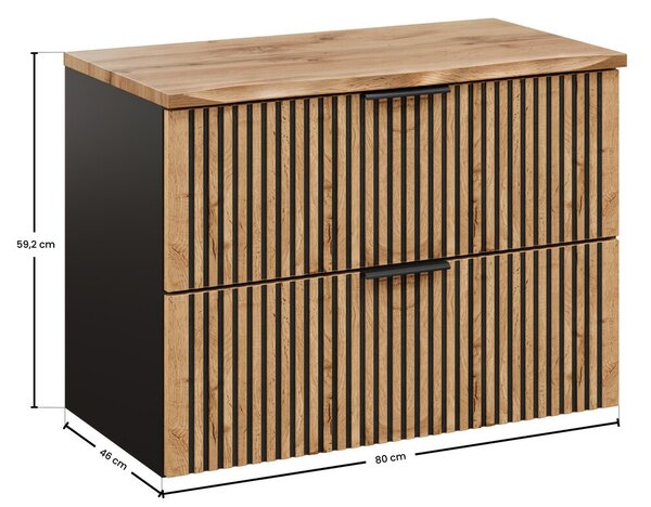 Comad Závesná skrinka Casad Nature s doskou 80 cm dub wotan/čierna
