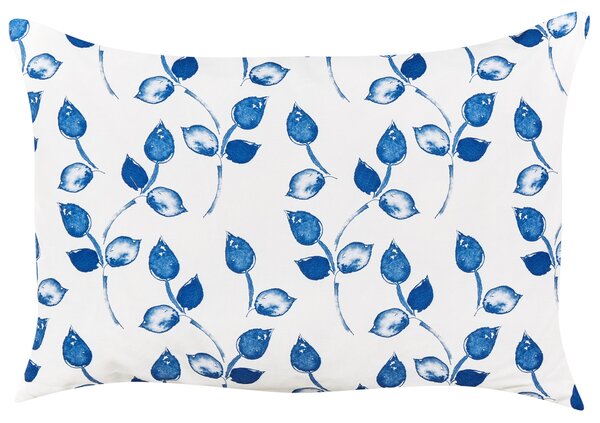 Sada 2 záhradných vankúšov biela a modrá polyester 40 x 60 cm vzor listov moderný dizajn dekoračný vankúš