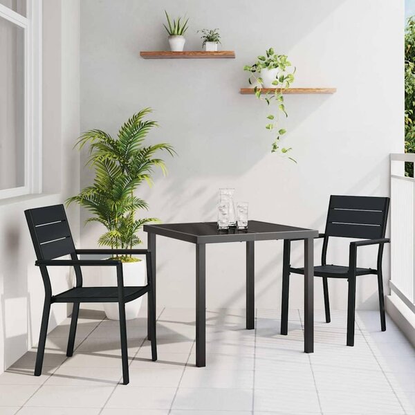 Maison Exclusive – záhradná jedálenská súprava, 3 kusy, čierna, oceľ s práškovou povrchovou úpravou