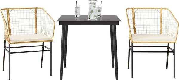 Maison Exclusive - 3-dielna záhradná jedálenská súprava+podloky, hnedá, polyratan