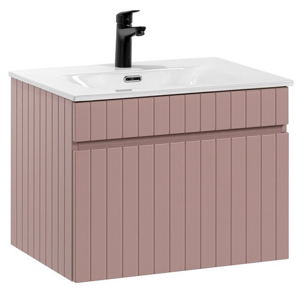Comad Závesná skrinka Iconic Sky so zápustným umývadlom 60 cm ružová/biela