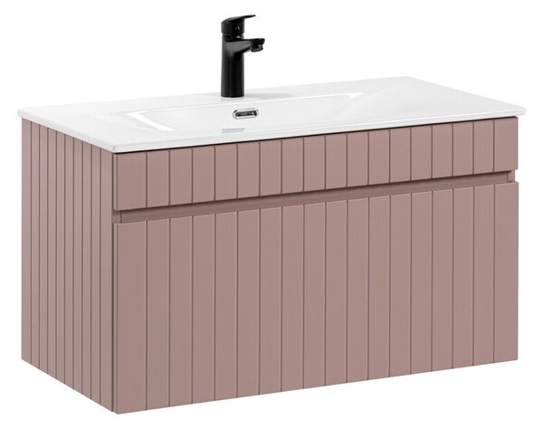 Comad Závesná skrinka Iconic so vstavaným umývadlom 80 cm ružová