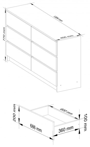 Ak furniture Komoda Rollo K 140 cm jelša