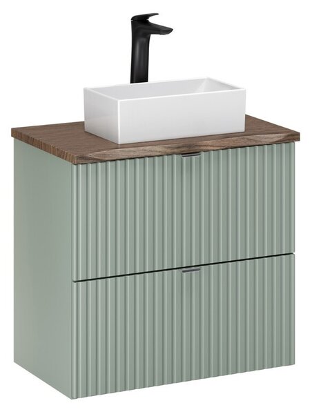 Comad Závesná skrinka Line Reed Green Gaja s doskou a umývadlom 60 cm zelená/dub casella
