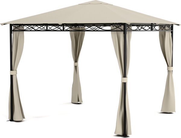 Blumfeldt Mondo, pergola, párty stan, záhradný altánok, rozmery: 2,95 x 2,6 x 2,95 m (ŠxVxH), 4 bočné panely, EasyMount Concept, ochrana proti poveternostným vplyvom: UV / vietor / dážď, béžová
