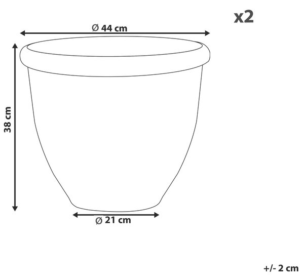 Súprava 2 kvetináčov hnedá ⌀ 44 cm kamenná zmes a polyresin vysoký lesk odolné voči vplyvom počasia