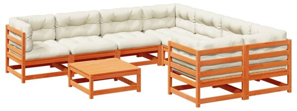 Maison Exclusive - 9-dielna záhradná súprava s podlokami, voskovo hnedá, borovica