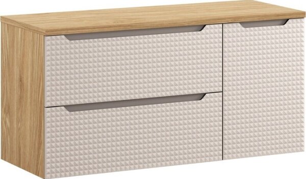 Comad Závesná skrinka Luxor Beige Trust s doskou a umývadlom 120 cm čierna/dub olejovaný