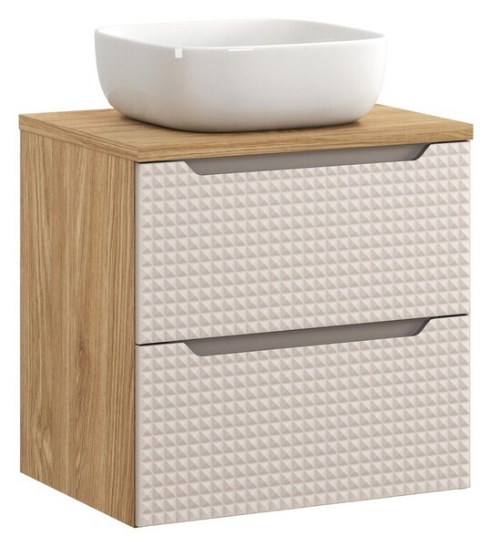 Comad Závesná skrinka Luxor Beige Smile I s doskou a umývadlom 60 cm béžová/dub olejovaný