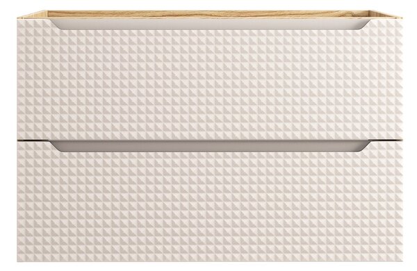 Comad Závesná skrinka Luxor Beige s doskou a umývadlom 120 cm béžová/dub olejovaný
