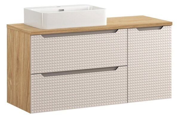 Comad Závesná skrinka Luxor Beige Trust s doskou a umývadlom 120 cm čierna/dub olejovaný