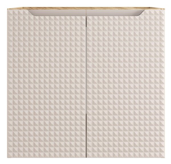 Comad Závesná skrinka Luxor Beige s doskou a umývadlom 90 cm béžová/dub olejovaný