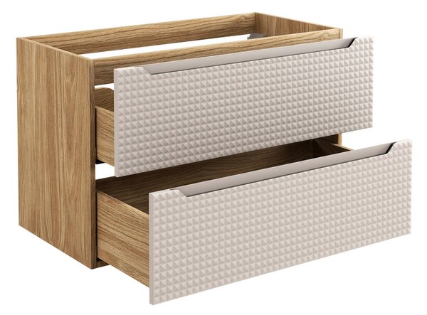 Comad Závesná skrinka Luxor Beige s doskou a umývadlom 120 cm béžová/dub olejovaný