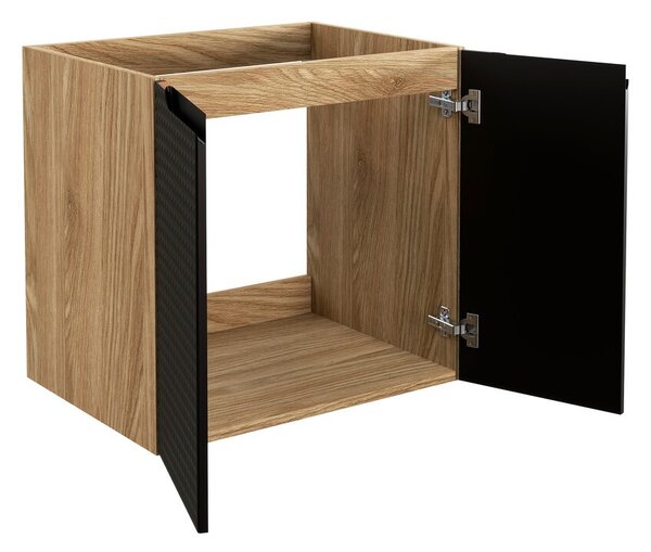 Comad Závesná skrinka Luxor Black Sky II so zápustným umývadlom 60 cm čierna/dub olejovaný