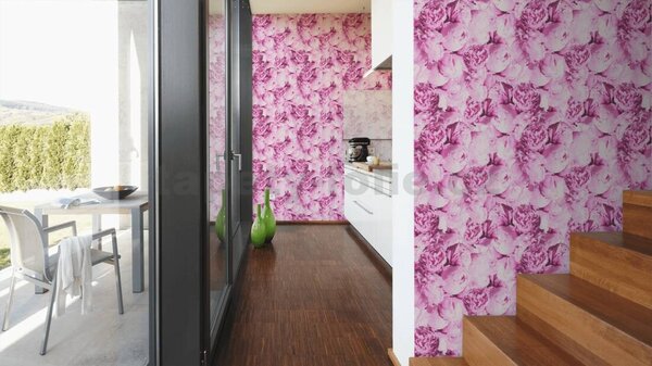 Vliesové tapety IMPOL New Studio 37398-1, rozměr 10,05 m x 0,53 m, pivoňky růžové, A.S. Création