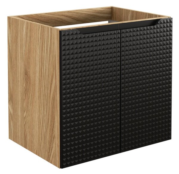 Comad Závesná skrinka Luxor Black s doskou a umývadlom 90 cm čierna/dub olejovaný