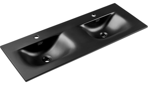 Comad Závesná skrinka Luxor Black Sky so zápustným umývadlom 120 cm čierna/dub olejovaný