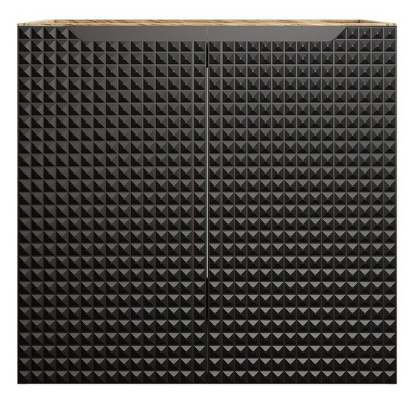 Comad Závesná skrinka Luxor Black Sky II so zápustným umývadlom 60 cm čierna/dub olejovaný