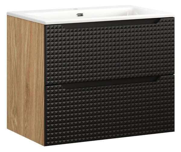 Comad Závesná skrinka Luxor Black so zápustným umývadlom 70 cm čierna