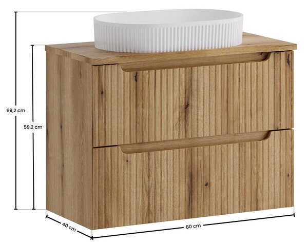 Comad Závesná skrinka Nova Beyond s doskou a umývadlom 80 cm dub coast evoke