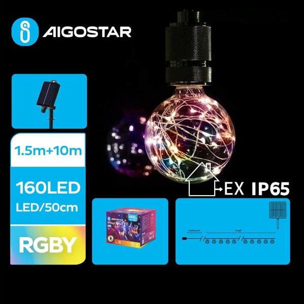 Aigostar - LED solárna svetelná reťaz 20xLED/8 režimov 11,5 m IP65 viacfarebná