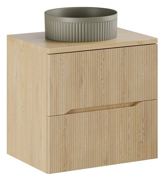 Comad Závesná skrinka Nordic Beyond s doskou a umývadlom 60 cm dub cremona