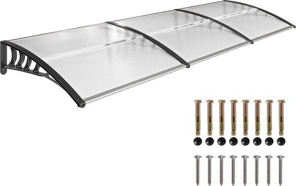 Outsunny strieka na vchodové dvere, strieka 90 x 295 cm, strieka s UV ochranou, strieka na vchodové dvere, ochrana proti slnku z polykarbonátu, ochrana proti dau, biela