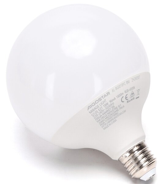LED RGBW Stmievateľná žiarovka MESH G120 E27/18W/230V 6500K + DO - Aigostar