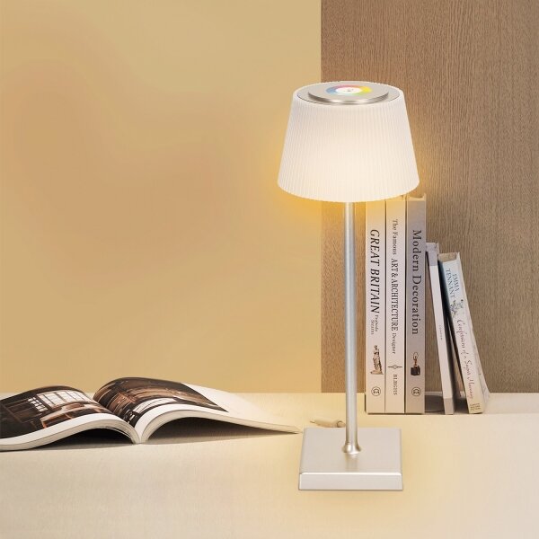 Aigostar - LED RGBW Vonkajšia stm. nabíjacia lampa 4W/5V 3600mAh biela/chróm IP54