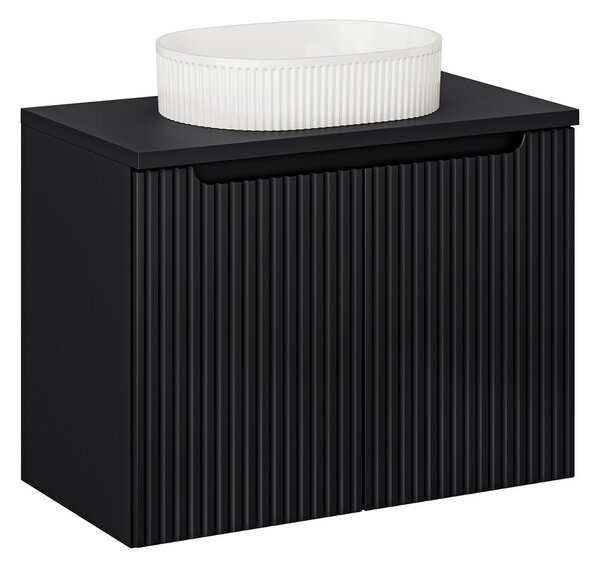 Comad Závesná skrinka Nova Black I s doskou a umývadlom 80 cm čierna/biela