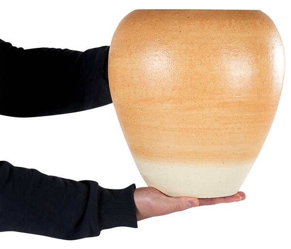 Dekoratívna váza oranžová a béžová terakota 34 cm ručne maľovaná retro vintage dizajn