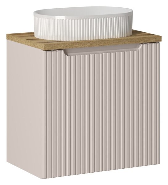 Comad Závesná skrinka Nova Cashmere Beyond I s doskou a umývadlom 60 cm kašmírová/dub evoke