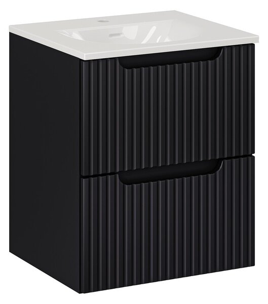 Comad Závesná skrinka Nova Black I so zápustným umývadlom 50 cm čierna/biela