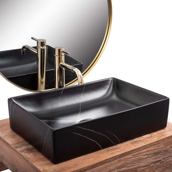 Umývadlo na dosku REA Inga Black Marble Mat