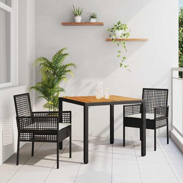 Maison Exclusive - Záhradný jedálenský set 3 pcs ierna polyratan