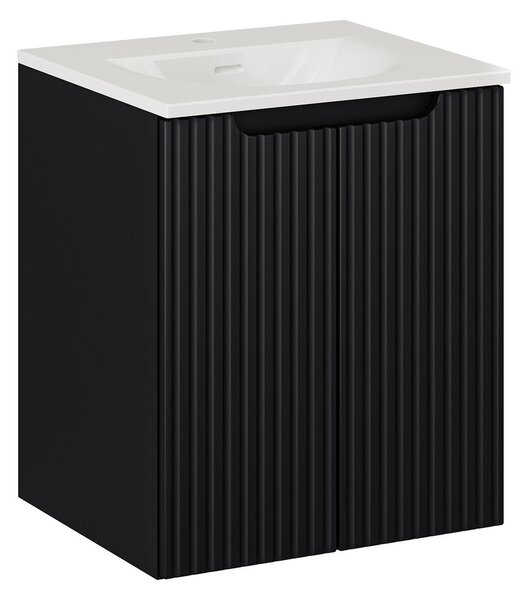 Comad Závesná skrinka Nova Black II so zápustným umývadlom 50 cm čierna/biela