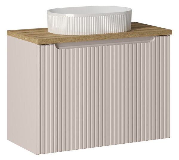 Comad Závesná skrinka Nova Cashmere Beyond I s doskou a umývadlom 80 cm kašmír/dub coast evoke