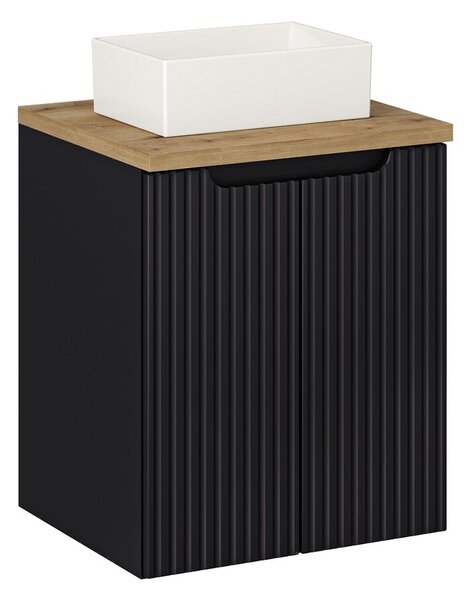 Comad Závesná skrinka Nova Black Gaja II s doskou a umývadlom 50 cm čierna/dub evoke
