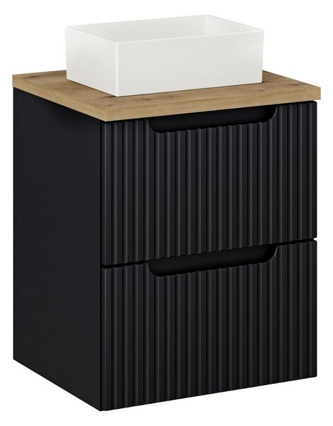 Comad Závesná skrinka Nova Black Gaja I s doskou a umývadlom 50 cm čierna/dub evoke