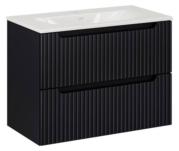 Comad Závesná skrinka Nova Black Sky3 so zápustným umývadlom 80 cm biela/čierna