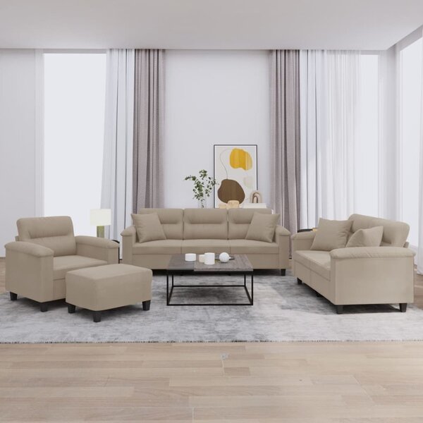 Maison Exclusive – 4-dielna sedacia súprava s vankúšmi, farba taupe, mikrovlákno