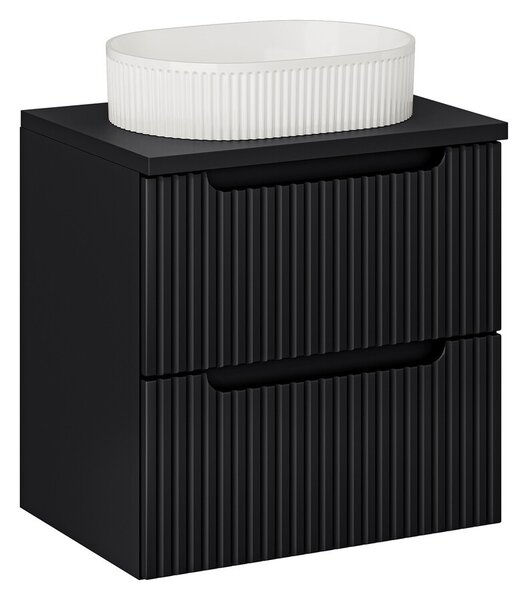 Comad Závesná skrinka Nova Black Beyond I s doskou a umývadlom 60 cm čierna