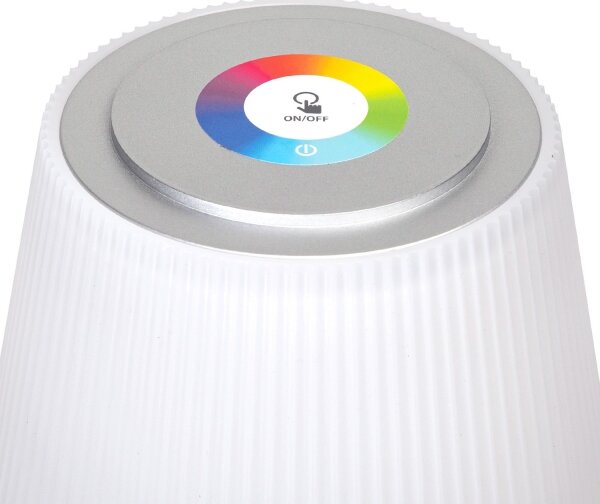 Aigostar - LED RGBW Vonkajšia stm. nabíjacia lampa 4W/5V 3600mAh biela/chróm IP54