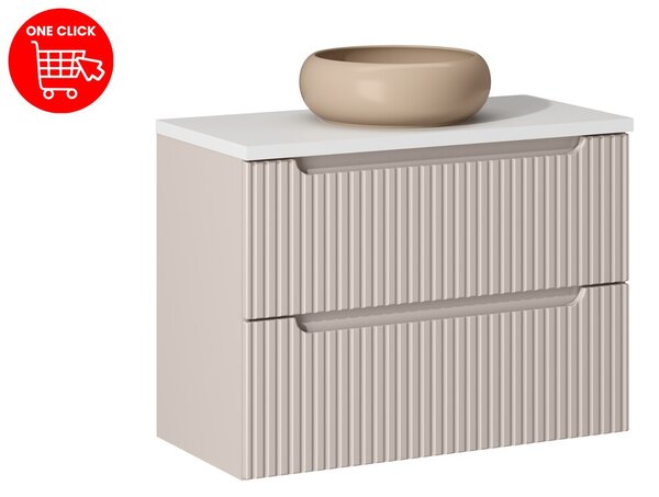 Comad Závesná skrinka Nova Cashmere II s doskou a umývadlom 80 cm kašmír/biela