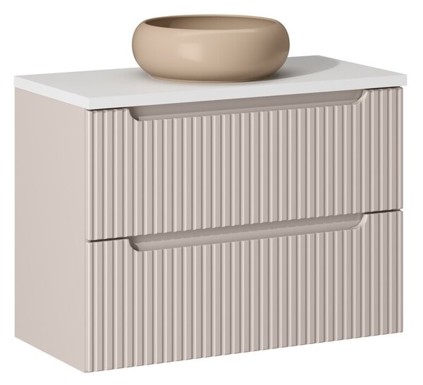 Comad Závesná skrinka Nova Cashmere II s doskou a umývadlom 80 cm kašmír/biela