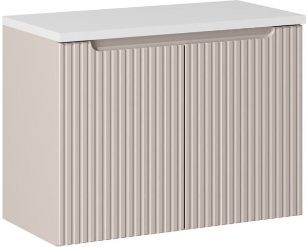 Comad Závesná skrinka Nova Cashmere I s doskou a umývadlom 80 cm kašmír/biela