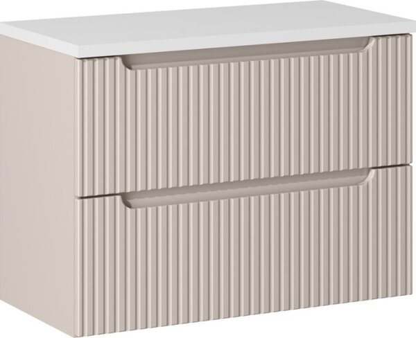 Comad Závesná skrinka Nova Cashmere II s doskou a umývadlom 80 cm kašmír/biela