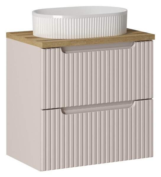 Comad Závesná skrinka Nova Cashmere Beyond II s doskou a umývadlom 60 cm kašmírová/dub evoke